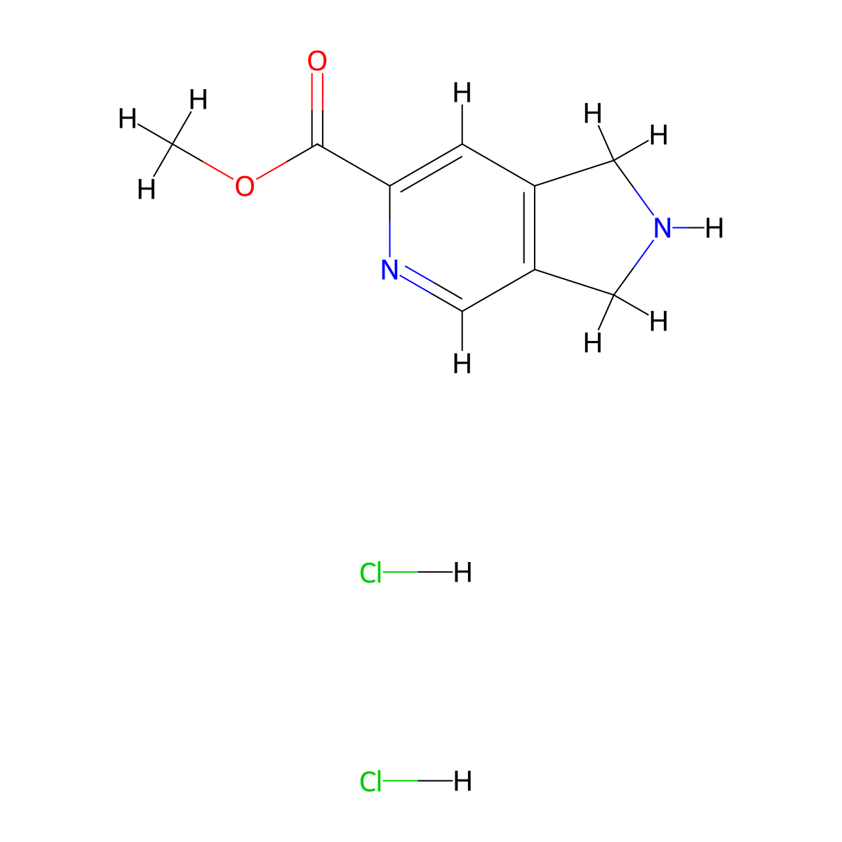 methyl 1H,2H,3H-pyrrolo[3,4-c]pyridine-6-carboxylate dihydrochloride molecular structure, CAS 2694734-33-1