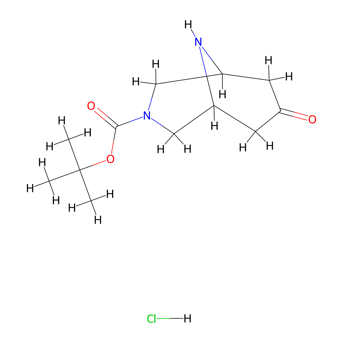 Tert-butyl 7-oxo-3,9-diazabicyclo[3.3.1]nonane-3-carboxylate hydrochloride molecular structure, CAS 2694734-49-9