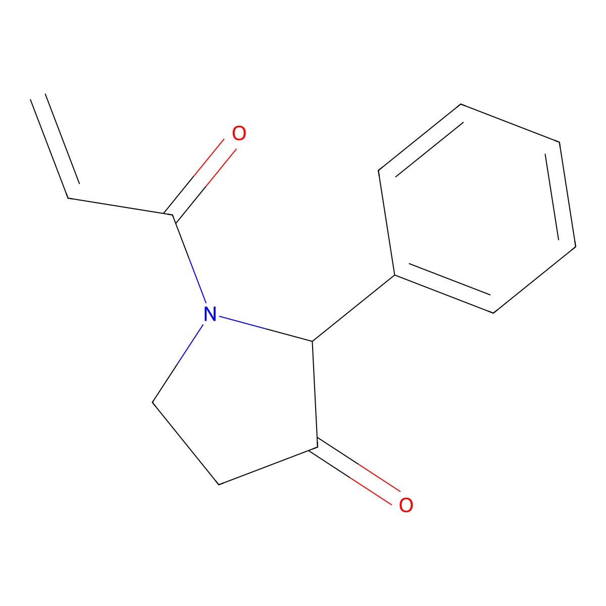 2-Phenyl-1-(prop-2-enoyl)pyrrolidin-3-one molecular structure, CAS 2694734-53-5