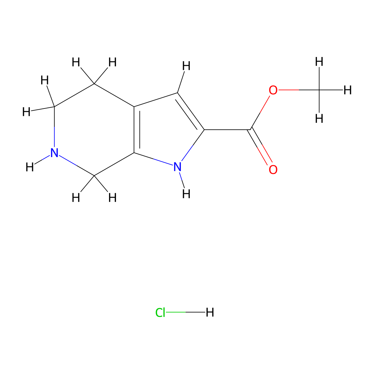 methyl 1H,4H,5H,6H,7H-pyrrolo[2,3-c]pyridine-2-carboxylate hydrochloride molecular structure, CAS 2694734-56-8