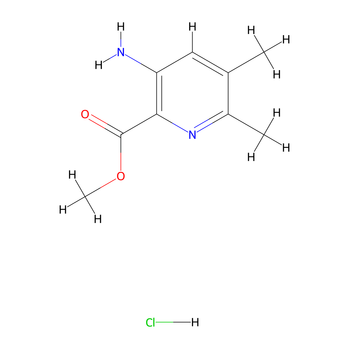 Methyl 3-amino-5,6-dimethylpyridine-2-carboxylate hydrochloride molecular structure, CAS 2694734-57-9