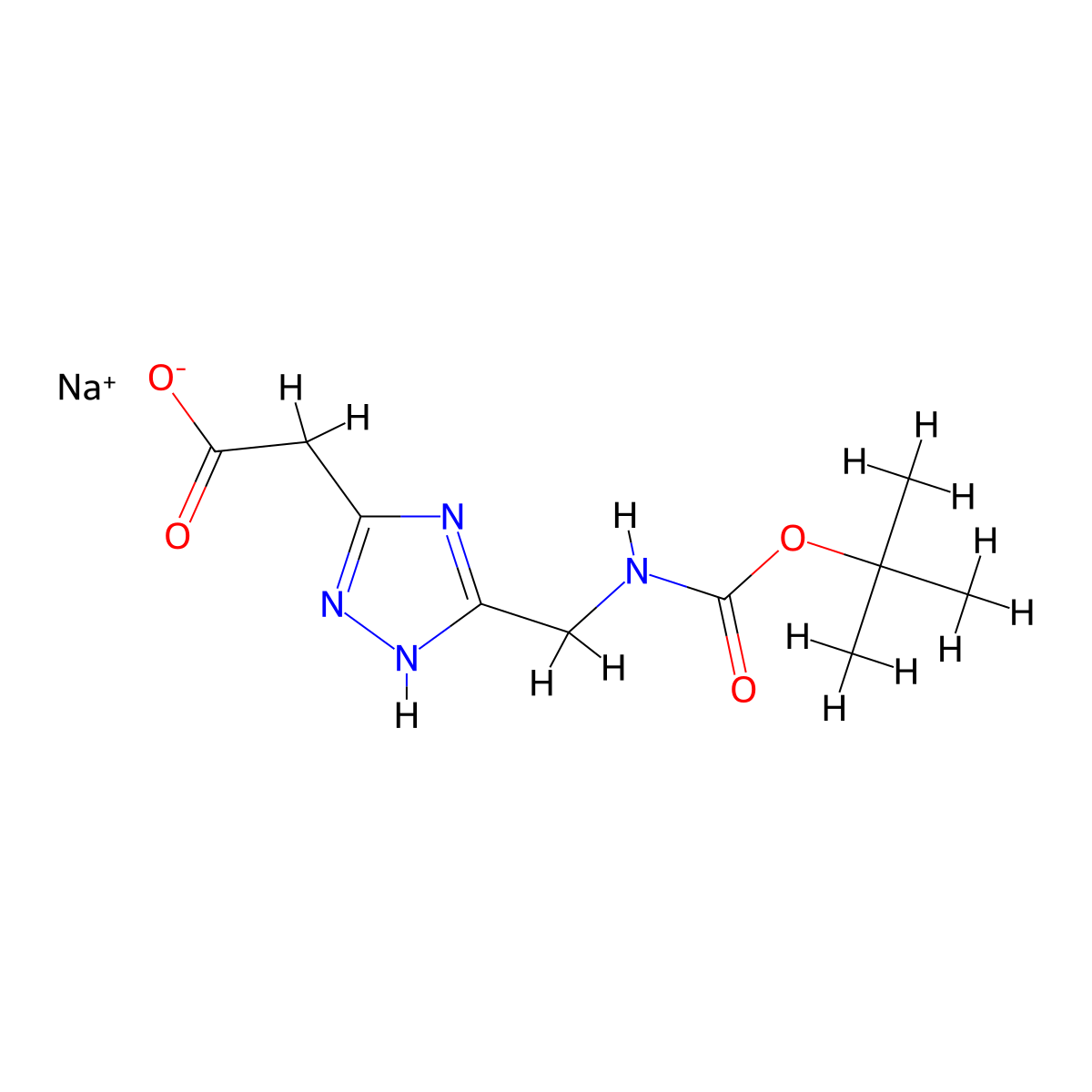 sodium 2-[5-({[(tert-butoxy)carbonyl]amino}methyl)-4H-1,2,4-triazol-3-yl]acetate molecular structure, CAS 2694734-58-0