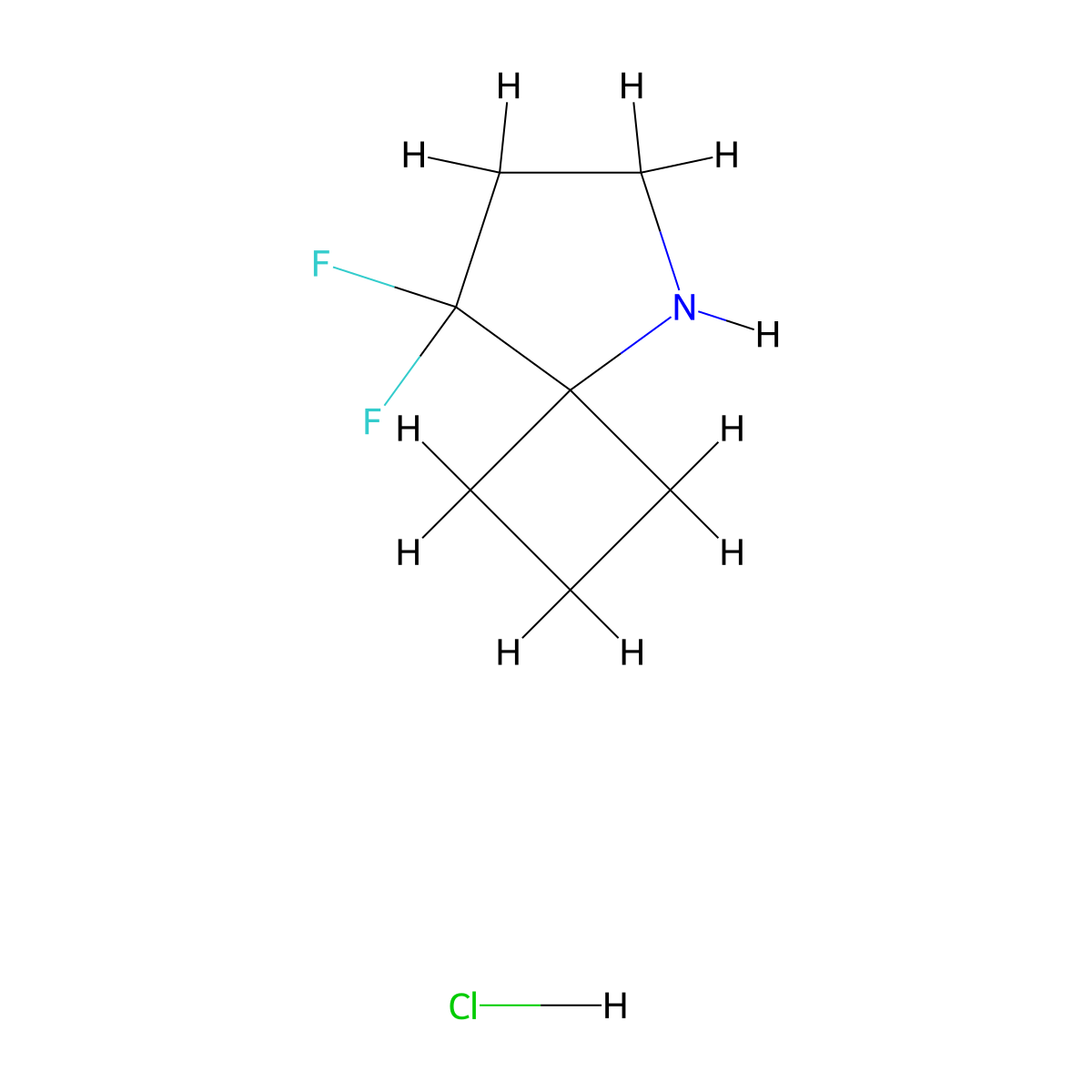 8,8-Difluoro-5-azaspiro[3.4]octane hydrochloride molecular structure, CAS 2694734-64-8