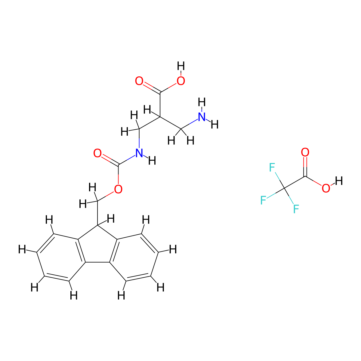 3-amino-2-[({[(9H-fluoren-9-yl)methoxy]carbonyl}amino)methyl]propanoic acid, trifluoroacetic acid molecular structure, CAS 2694734-76-2