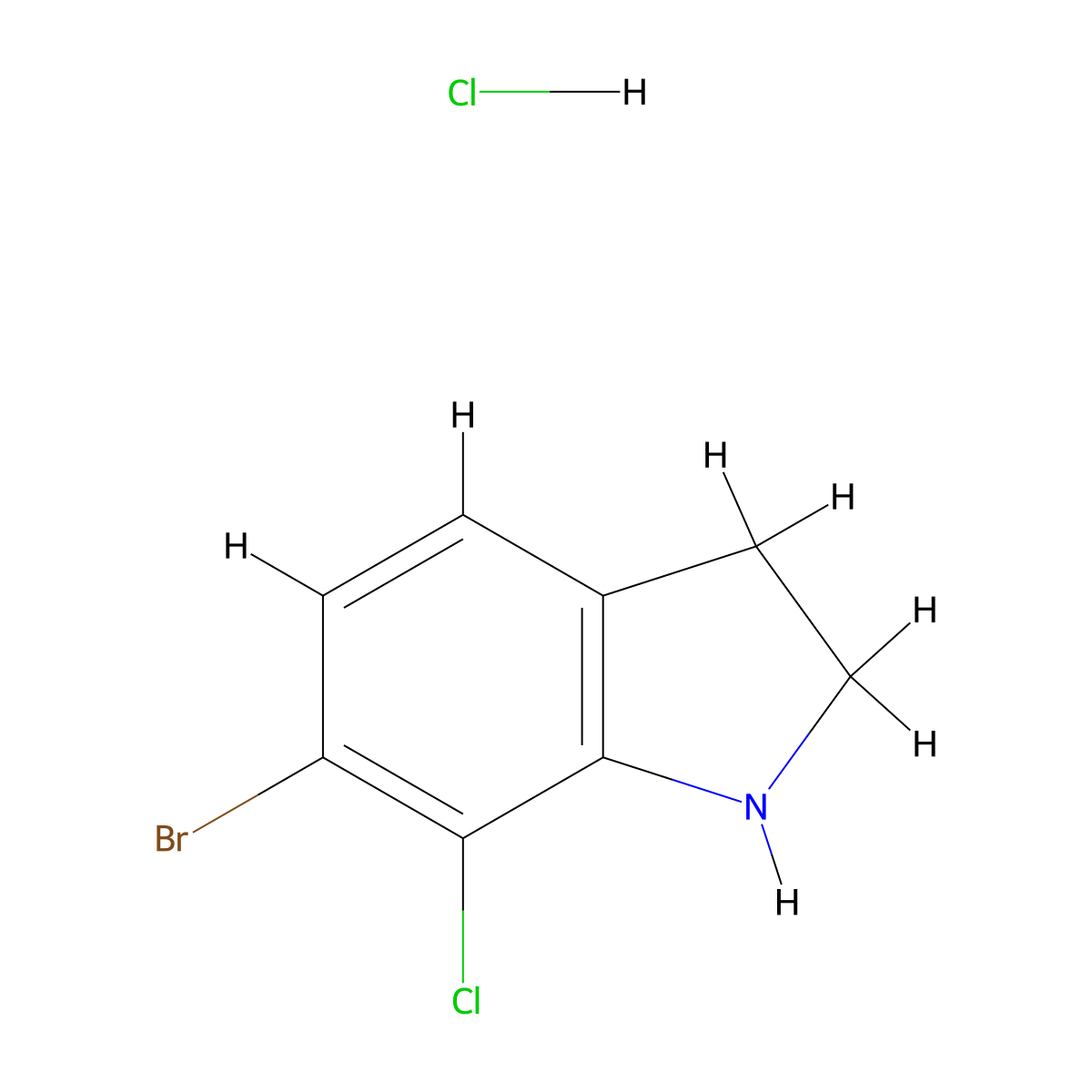 6-bromo-7-chloro-2,3-dihydro-1H-indole hydrochloride molecular structure, CAS 2694734-80-8