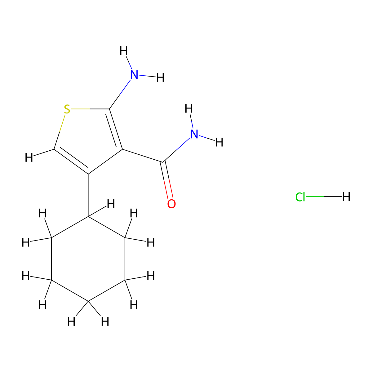 2-Amino-4-cyclohexylthiophene-3-carboxamide hydrochloride molecular structure, CAS 2694734-83-1