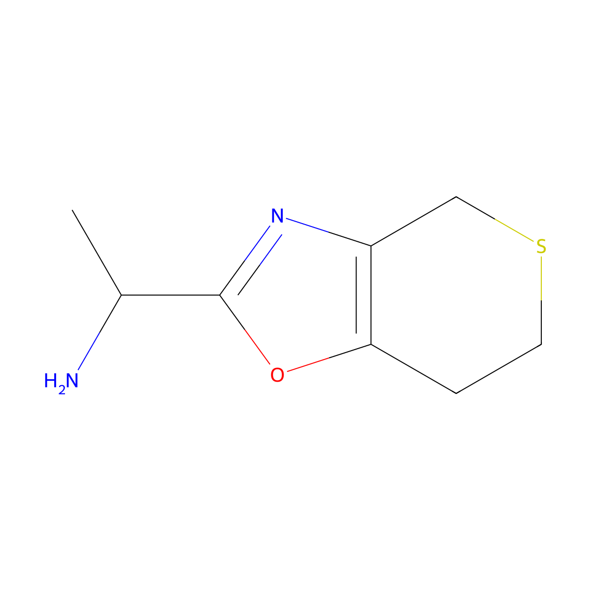 1-{4H,6H,7H-thiopyrano[3,4-d][1,3]oxazol-2-yl}ethan-1-amine molecular structure, CAS 2694734-85-3