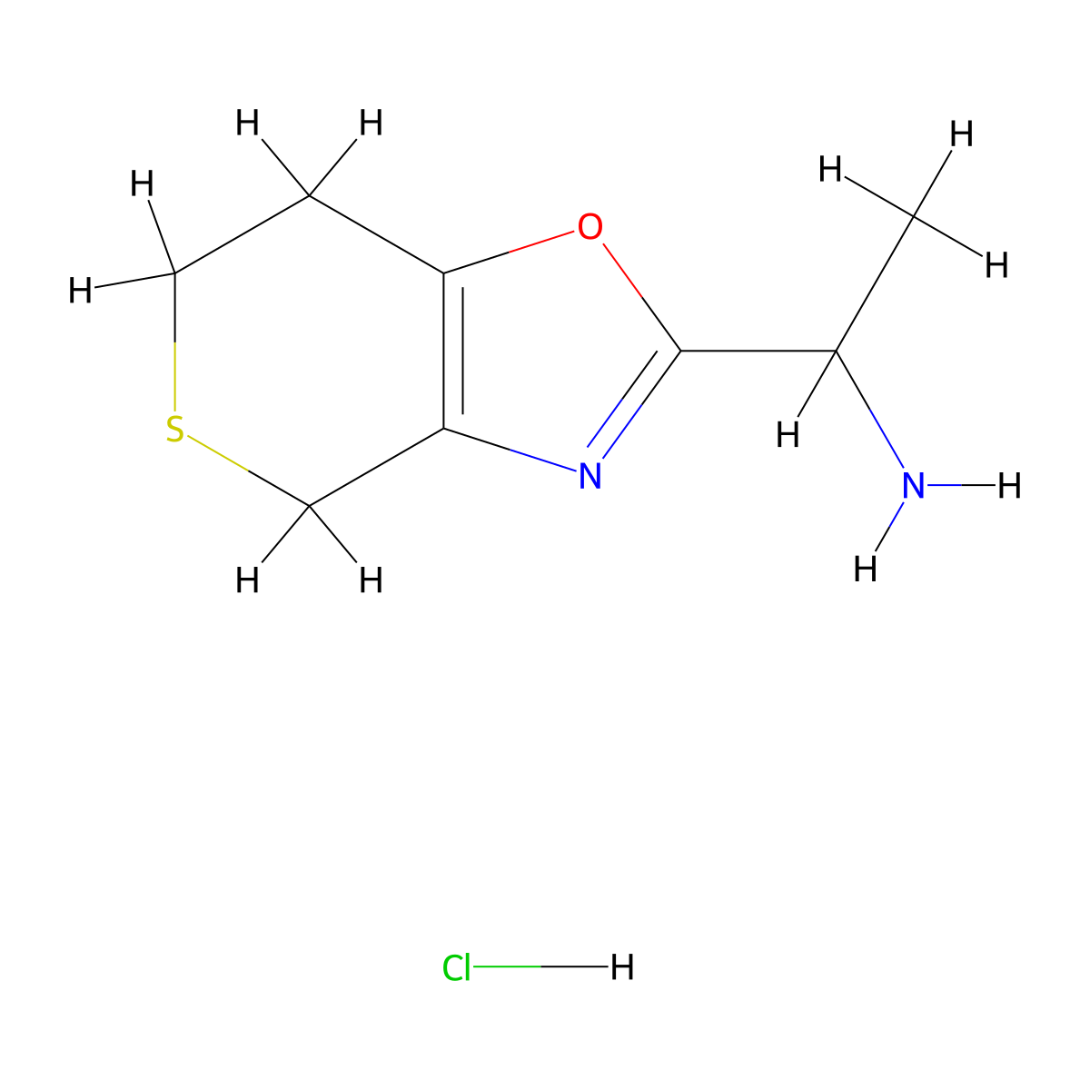 1-{4H,6H,7H-thiopyrano[3,4-d][1,3]oxazol-2-yl}ethan-1-amine hydrochloride molecular structure, CAS 2694734-86-4