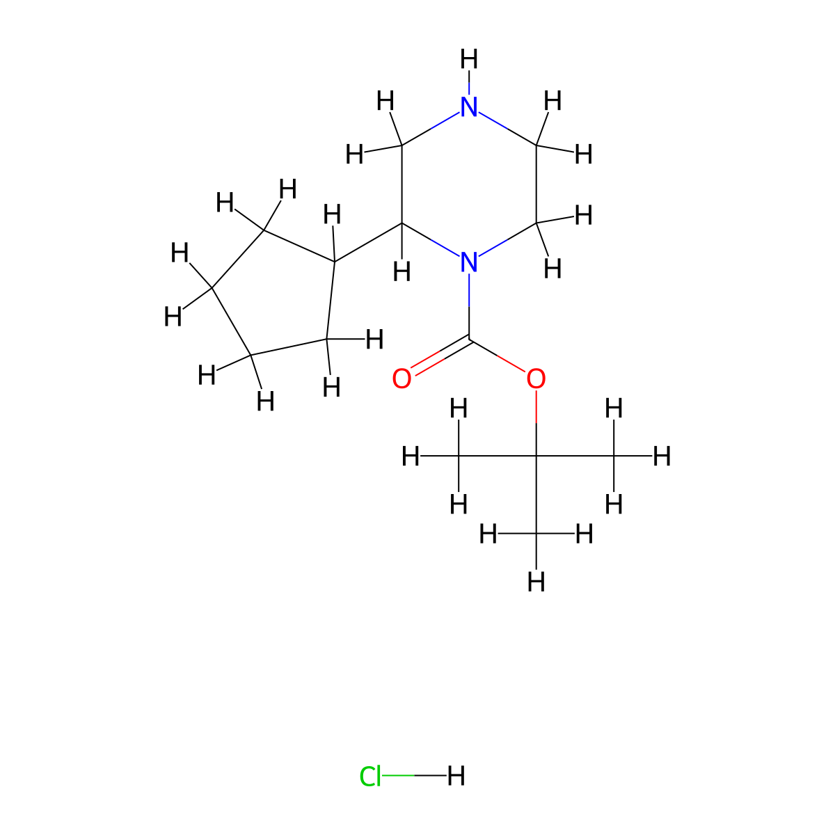 Tert-butyl 2-cyclopentylpiperazine-1-carboxylate hydrochloride molecular structure, CAS 2694734-92-2