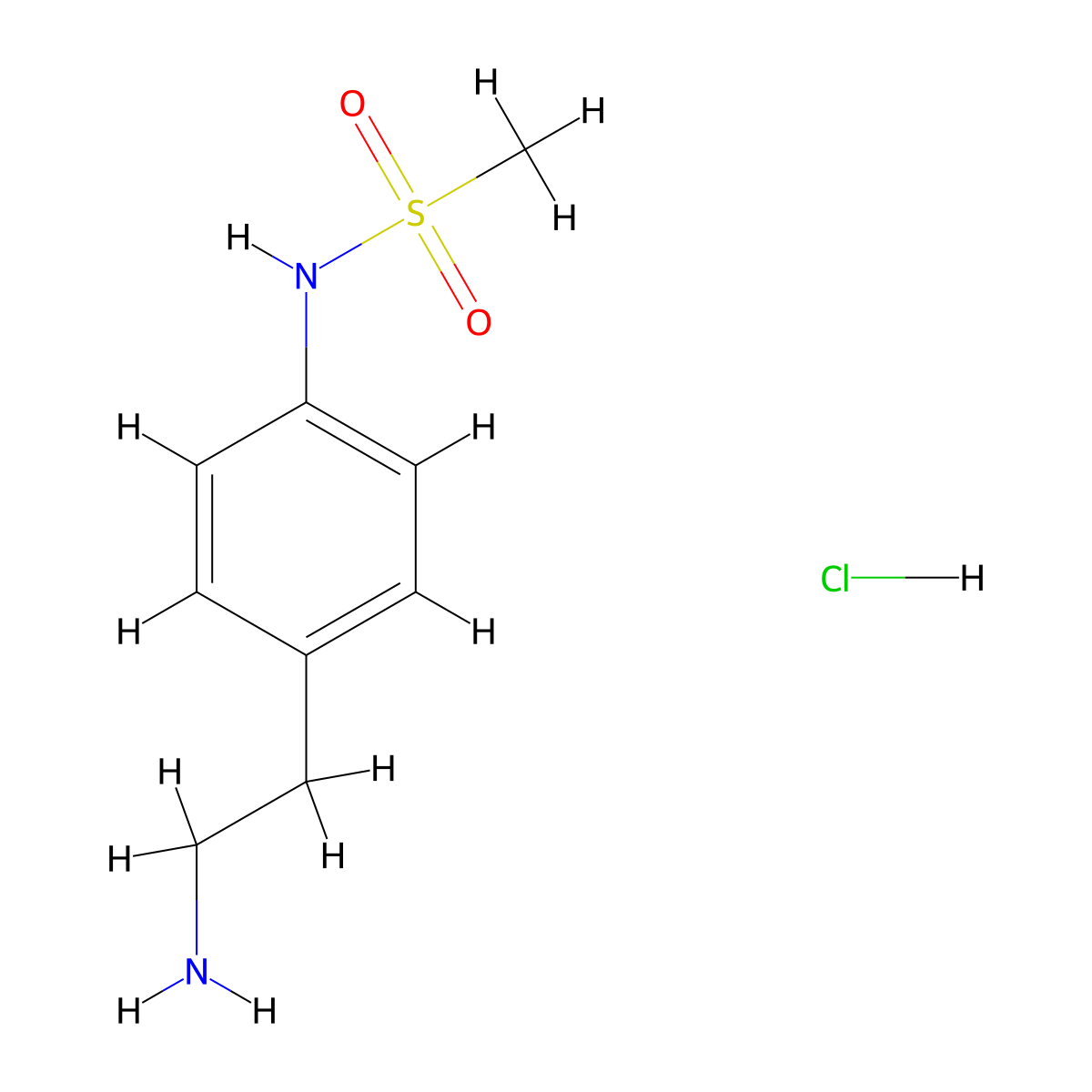 N-[4-(2-aminoethyl)phenyl]methanesulfonamide hydrochloride molecular structure, CAS 2694734-93-3