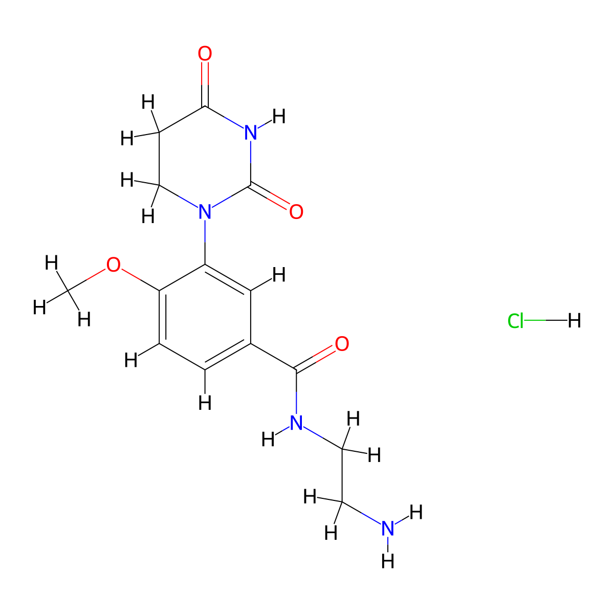 N-(2-aminoethyl)-3-(2,4-dioxo-1,3-diazinan-1-yl)-4-methoxybenzamide hydrochloride molecular structure, CAS 2694734-95-5