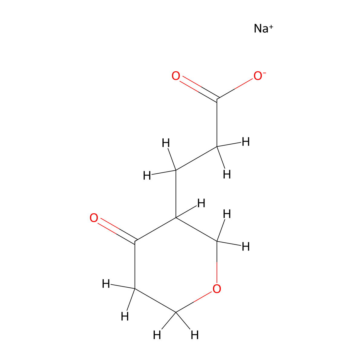 Sodium 3-(4-oxooxan-3-yl)propanoate molecular structure, CAS 2694735-04-9