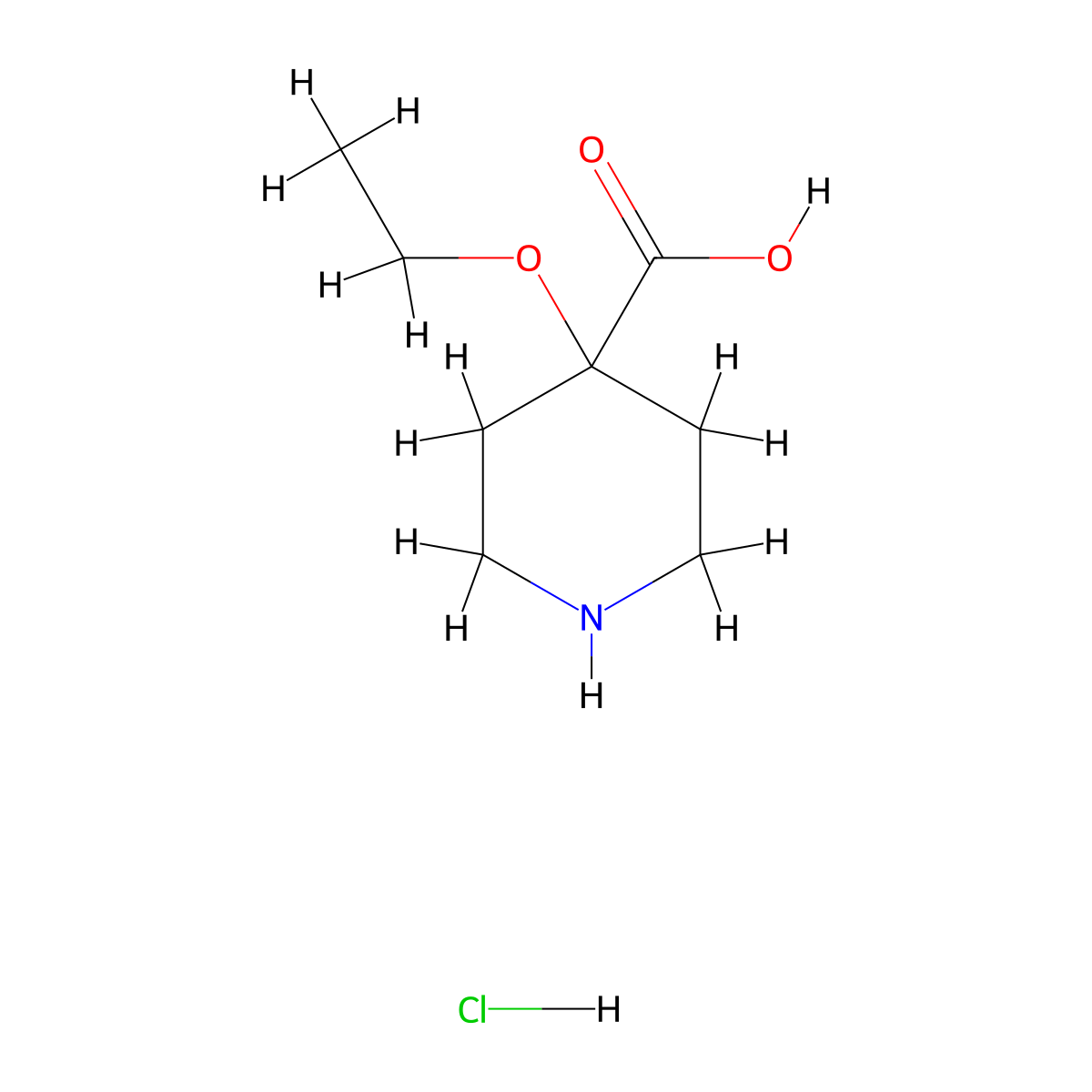 4-Ethoxypiperidine-4-carboxylic acid hydrochloride molecular structure, CAS 2694735-09-4