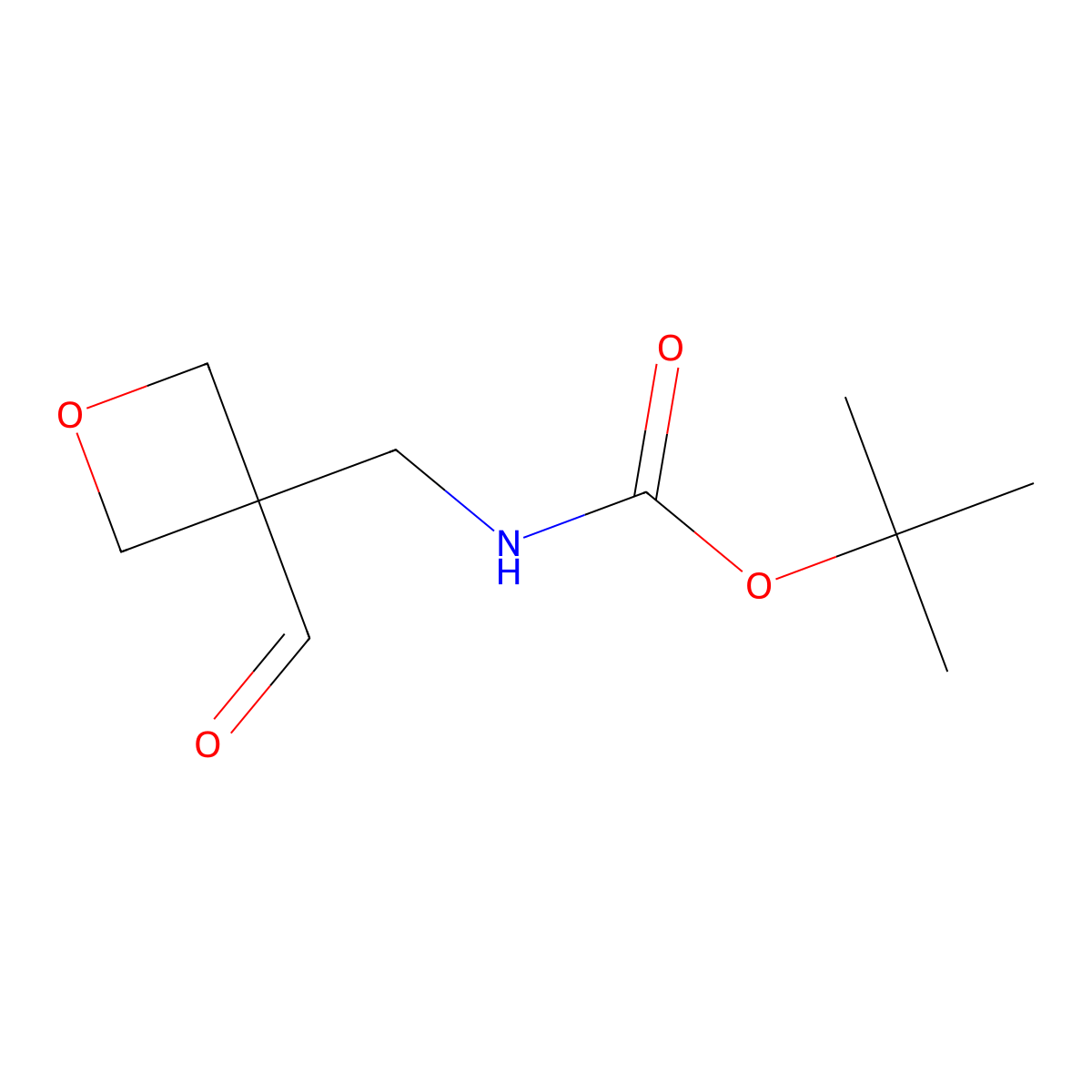 tert-butyl N-((3-formyloxetan-3-yl)methyl)carbamate molecular structure, CAS 2694735-15-2