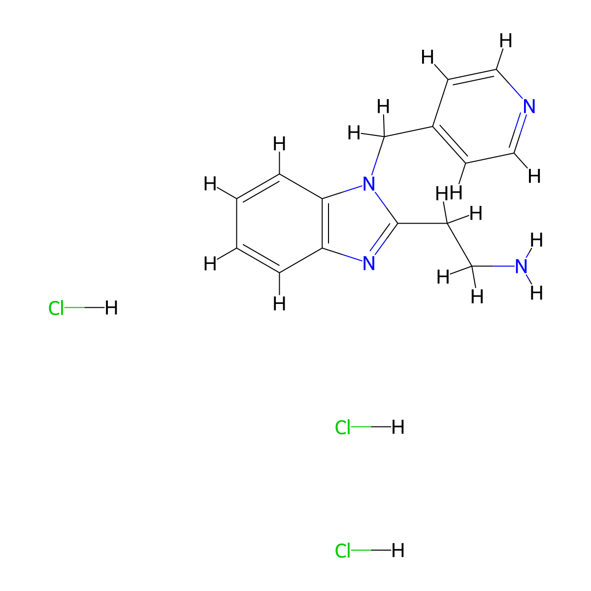 2-{1-[(pyridin-4-yl)methyl]-1H-1,3-benzodiazol-2-yl}ethan-1-amine trihydrochloride molecular structure, CAS 2694735-26-5
