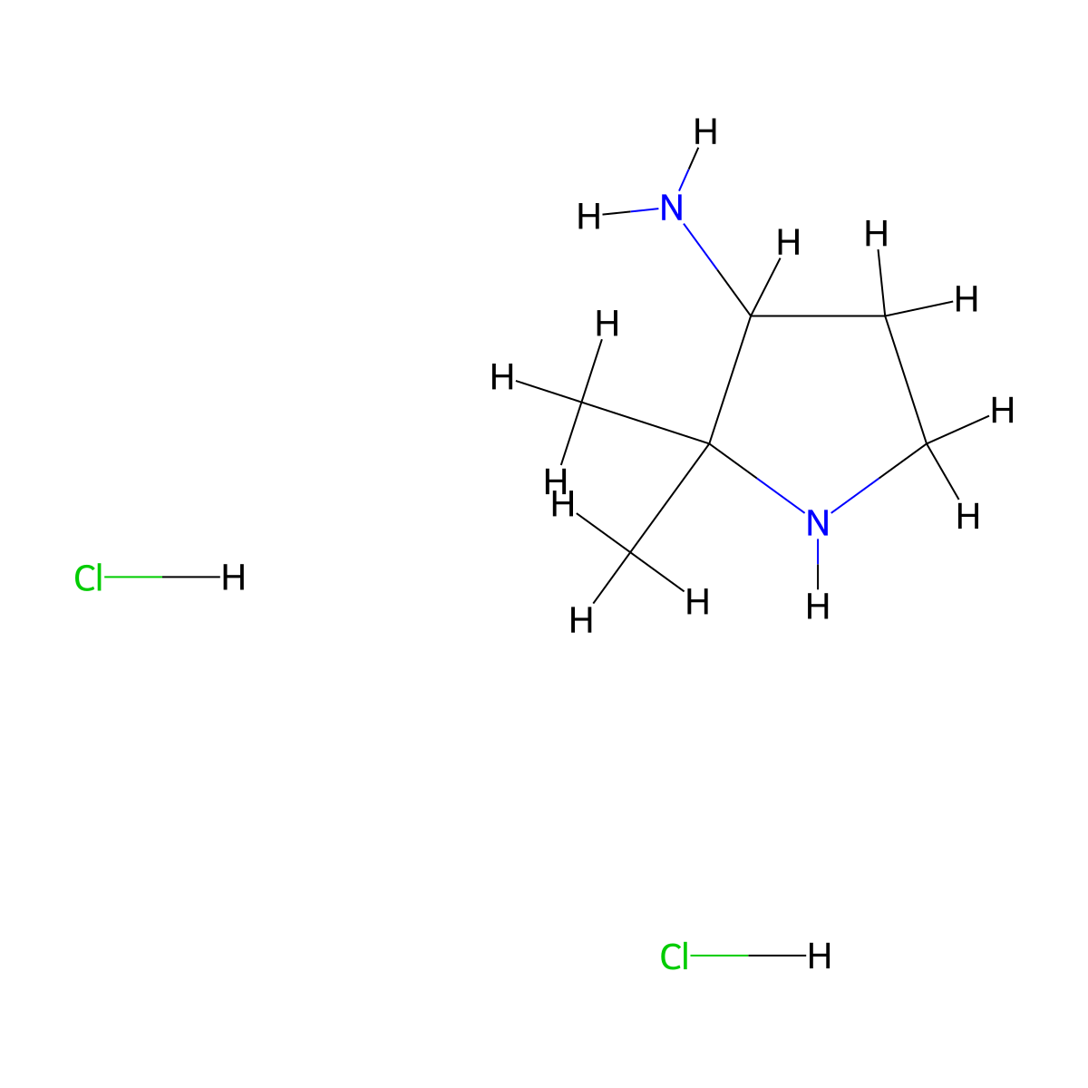 2,2-Dimethylpyrrolidin-3-amine dihydrochloride molecular structure, CAS 2694735-27-6