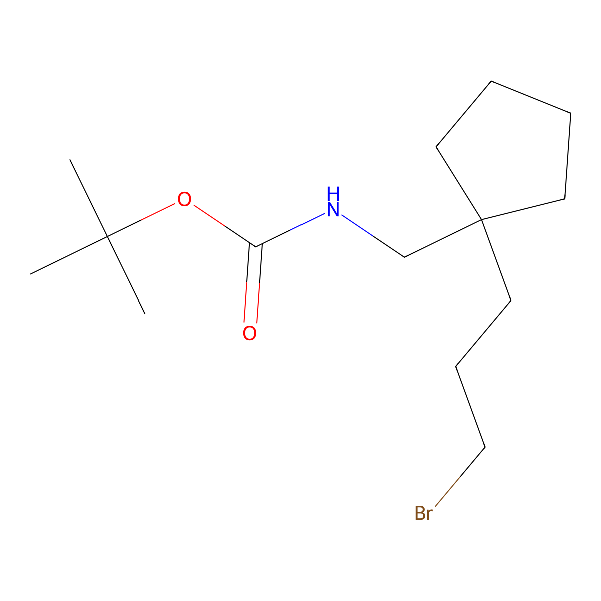 tert-butyl N-{[1-(3-bromopropyl)cyclopentyl]methyl}carbamate molecular structure, CAS 2694735-37-8