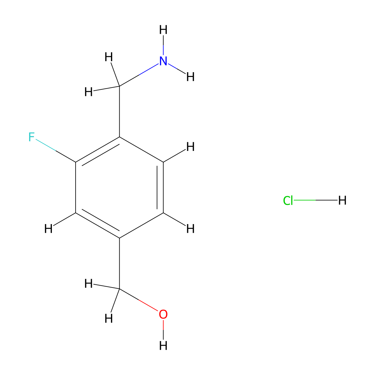 [4-(Aminomethyl)-3-fluorophenyl]methanol hydrochloride molecular structure, CAS 2694735-41-4