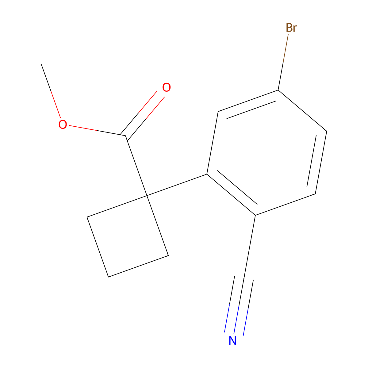 Methyl 1-(5-bromo-2-cyanophenyl)cyclobutane-1-carboxylate molecular structure, CAS 2694744-34-6