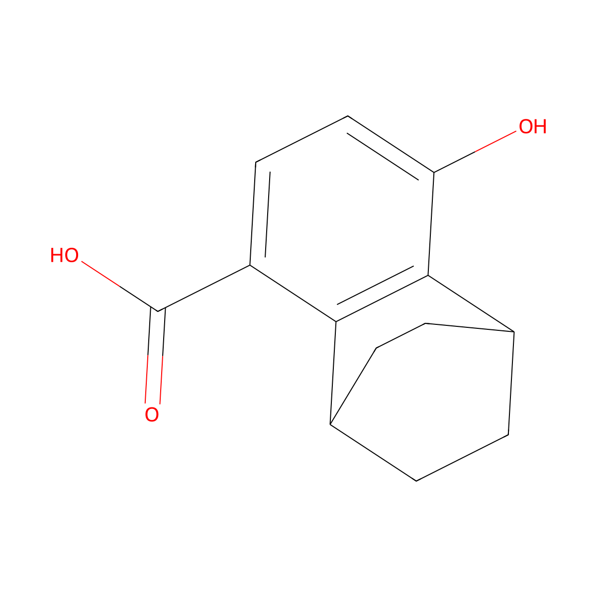 6-Hydroxytricyclo[6.2.2.0,2,7]dodeca-2(7),3,5-triene-3-carboxylic acid molecular structure, CAS 2694744-35-7