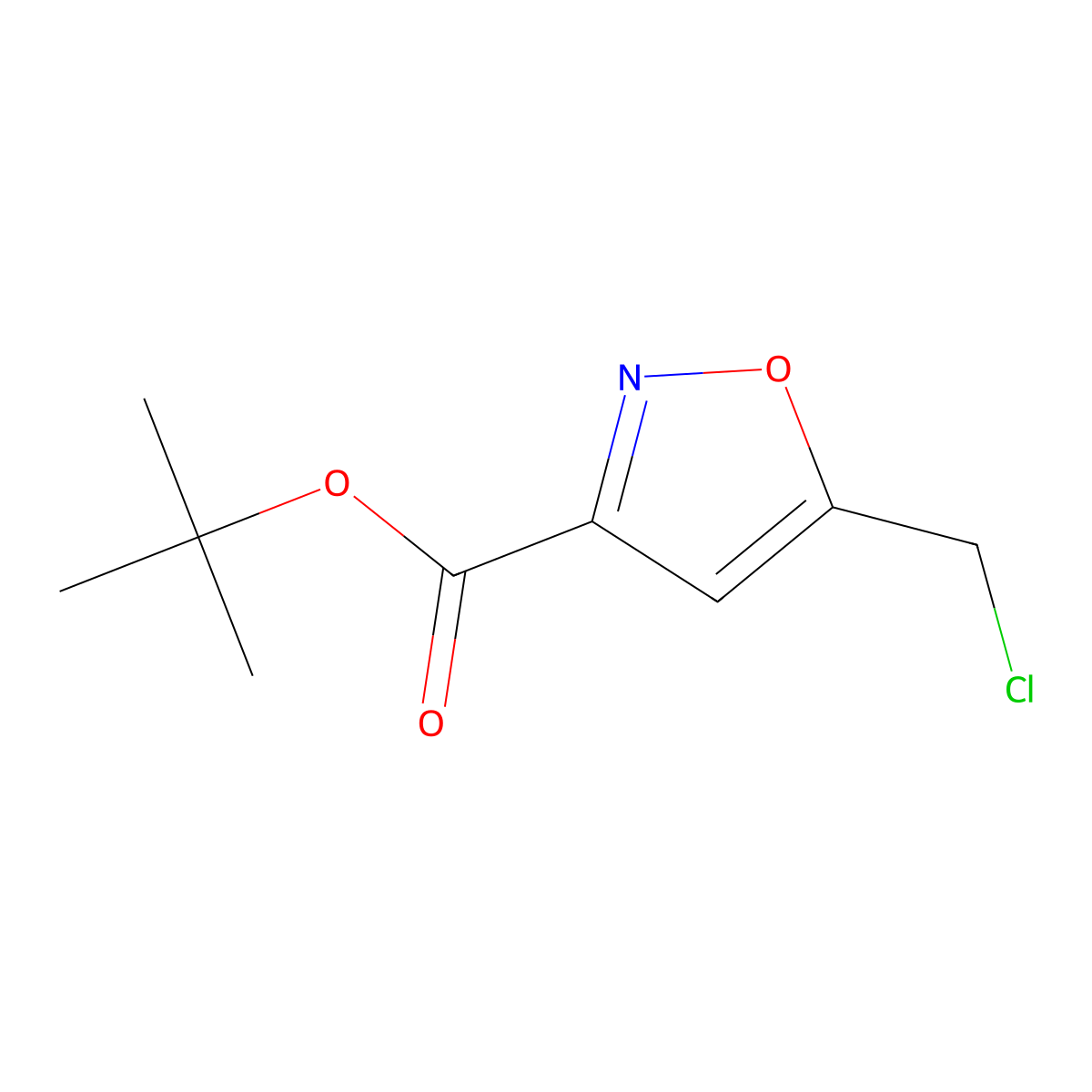 Tert-butyl 5-(chloromethyl)-1,2-oxazole-3-carboxylate molecular structure, CAS 2694744-38-0