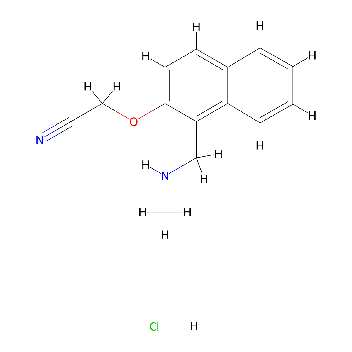 2-({1-[(Methylamino)methyl]naphthalen-2-yl}oxy)acetonitrile hydrochloride molecular structure, CAS 2694744-41-5