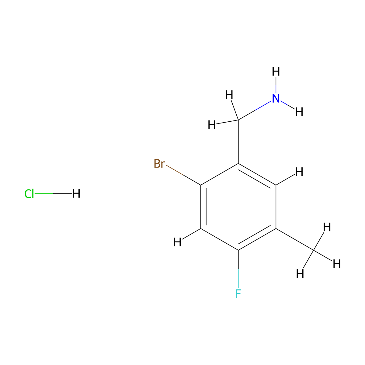 1-(2-Bromo-4-fluoro-5-methylphenyl)methanamine hydrochloride molecular structure, CAS 2694744-48-2