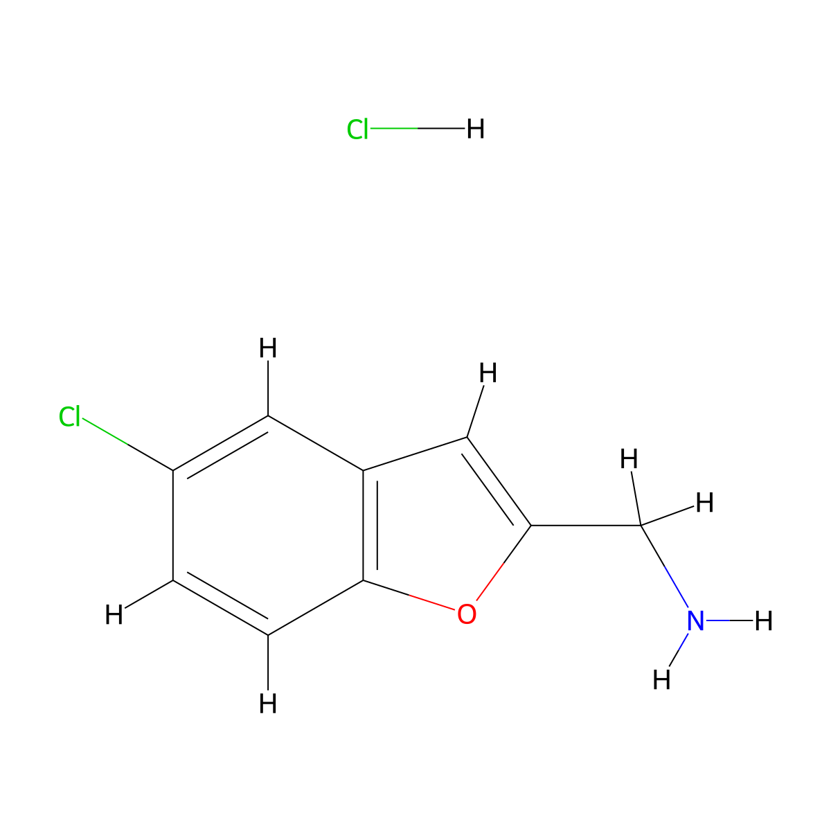 (5-Chloro-1-benzofuran-2-yl)methanamine hydrochloride molecular structure, CAS 2694744-57-3