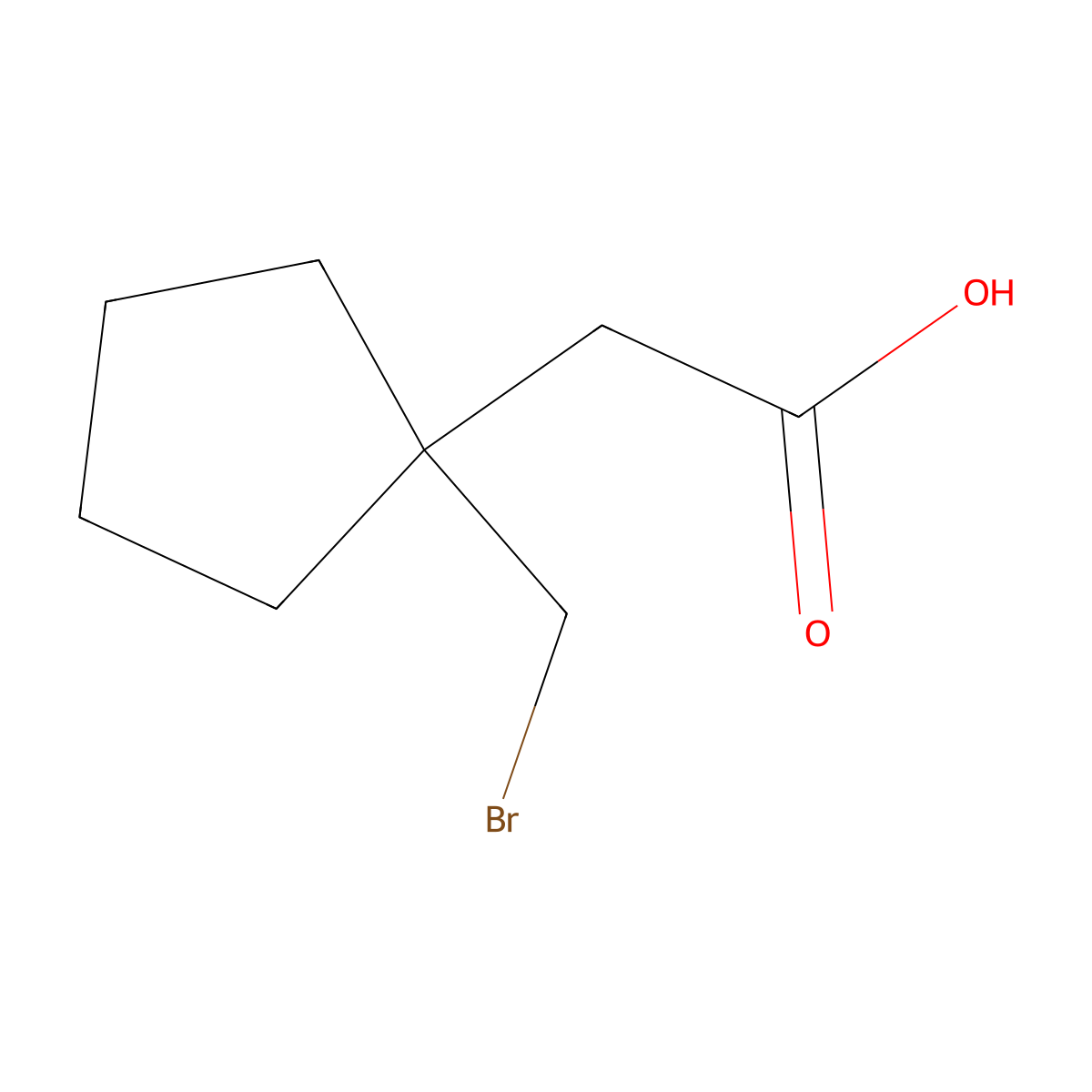 2-[1-(Bromomethyl)cyclopentyl]acetic acid molecular structure, CAS 2694744-66-4