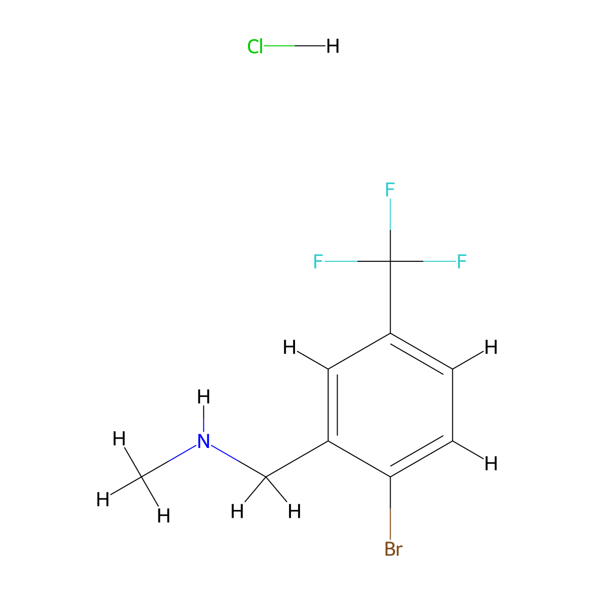 {[2-Bromo-5-(trifluoromethyl)phenyl]methyl}(methyl)amine hydrochloride molecular structure, CAS 2694744-75-5
