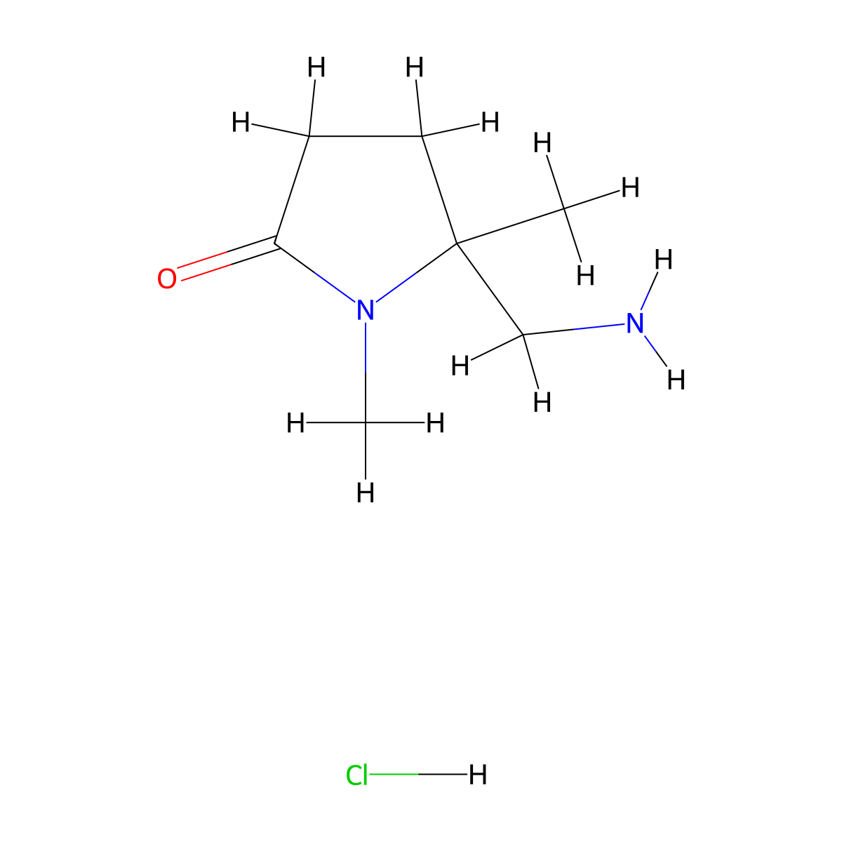 5-(Aminomethyl)-1,5-dimethylpyrrolidin-2-one hydrochloride molecular structure, CAS 2694744-76-6