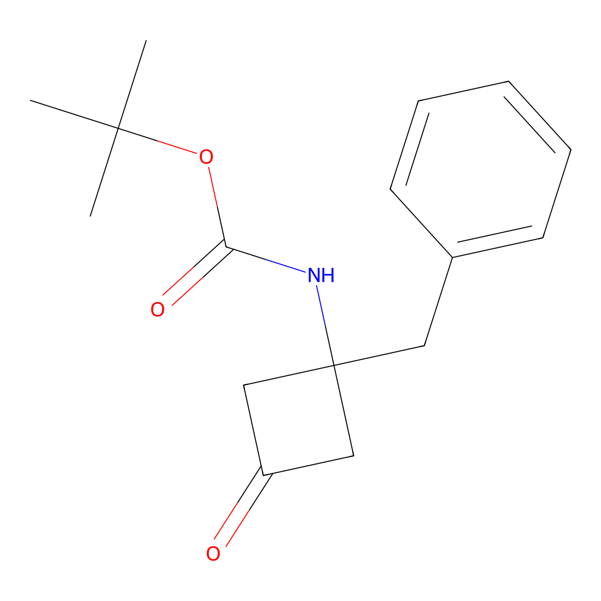 tert-butyl N-(1-benzyl-3-oxocyclobutyl)carbamate molecular structure, CAS 2694744-83-5