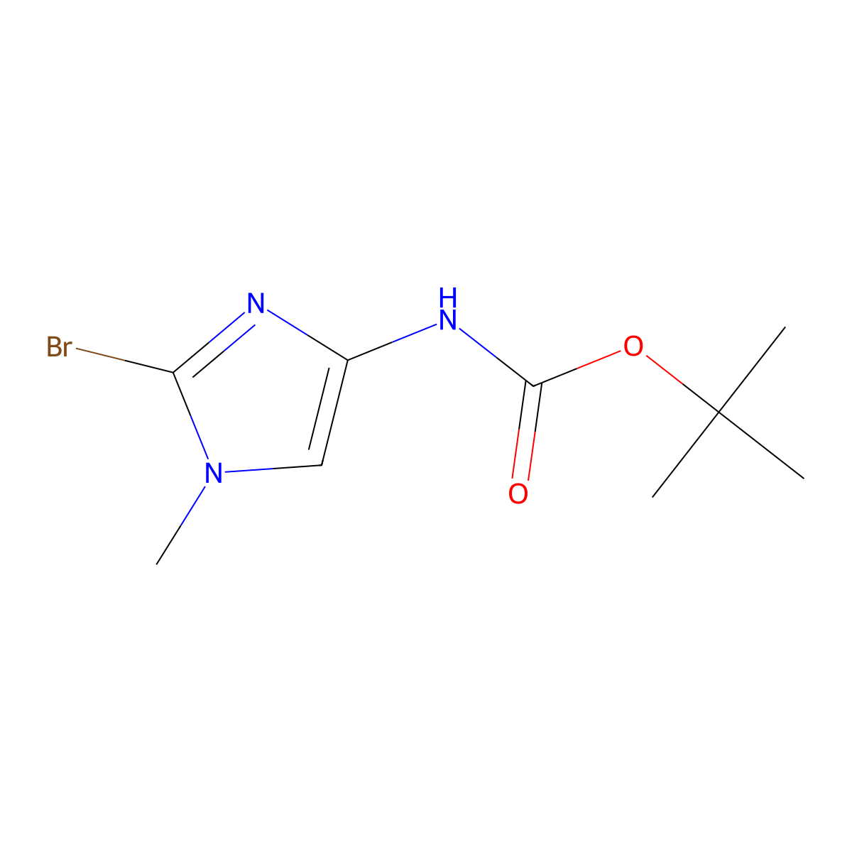 tert-butyl N-(2-bromo-1-methyl-1H-imidazol-4-yl)carbamate molecular structure, CAS 2694744-89-1