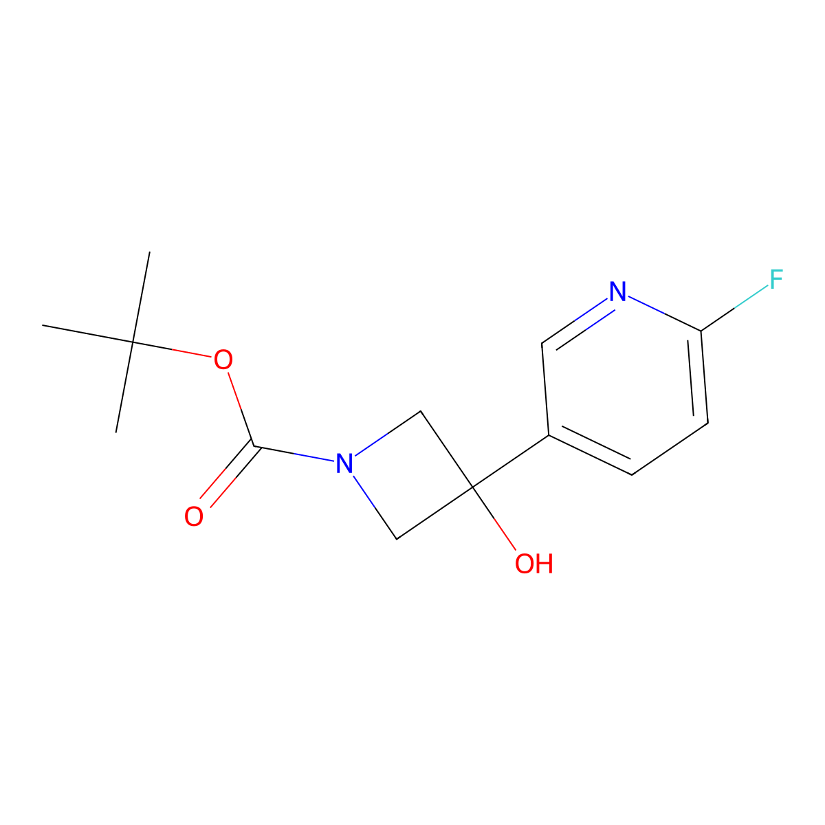 Tert-butyl 3-(6-fluoropyridin-3-yl)-3-hydroxyazetidine-1-carboxylate molecular structure, CAS 2694744-91-5