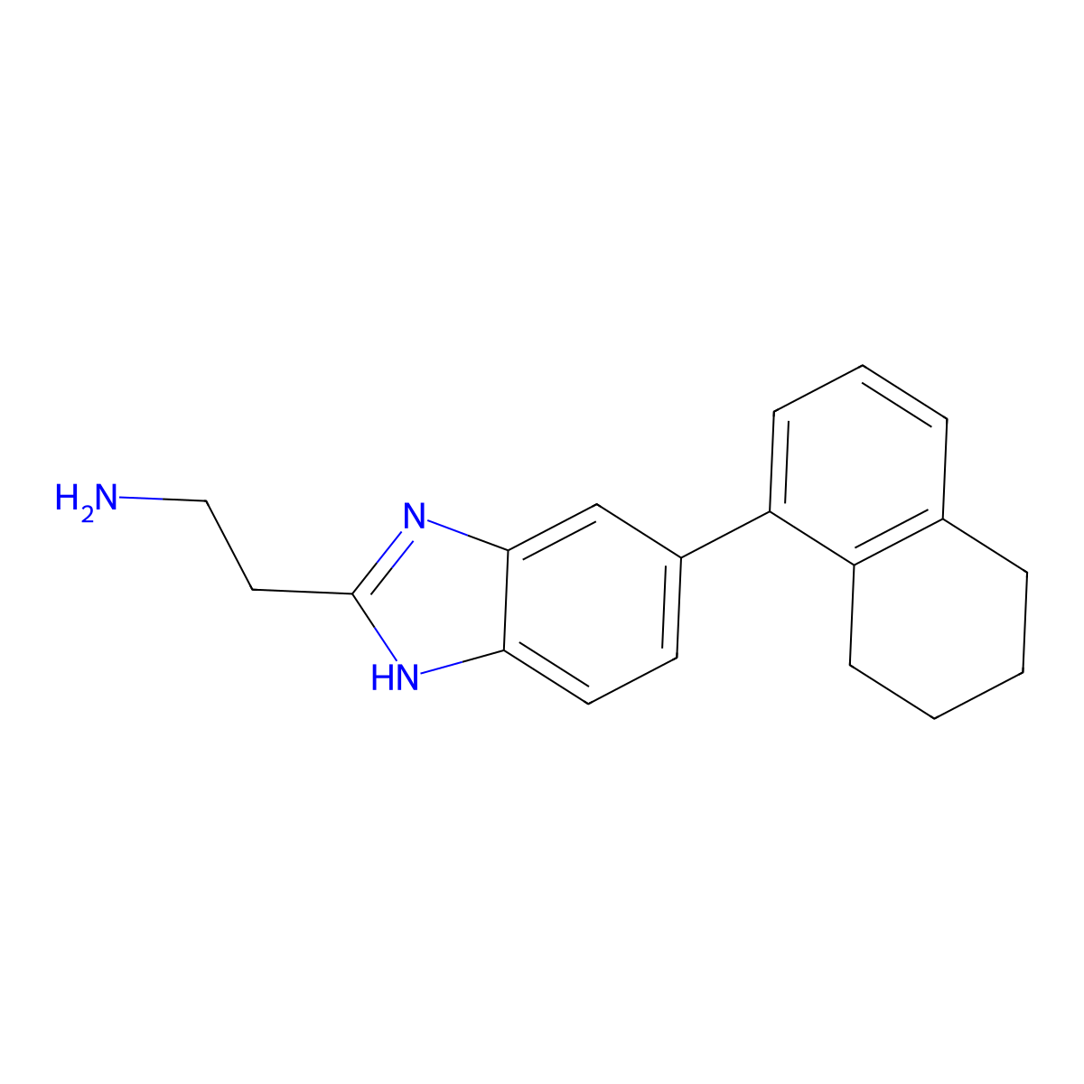 2-[5-(5,6,7,8-tetrahydronaphthalen-1-yl)-1H-1,3-benzodiazol-2-yl]ethan-1-amine molecular structure, CAS 2694744-95-9