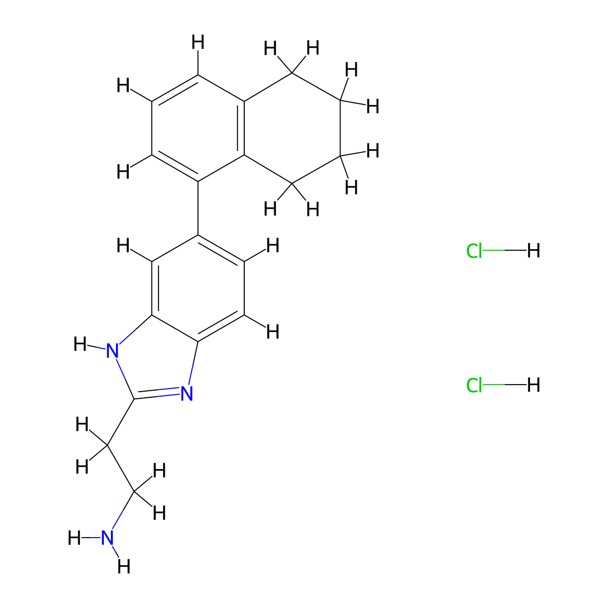 2-[5-(5,6,7,8-tetrahydronaphthalen-1-yl)-1H-1,3-benzodiazol-2-yl]ethan-1-amine dihydrochloride molecular structure, CAS 2694744-96-0