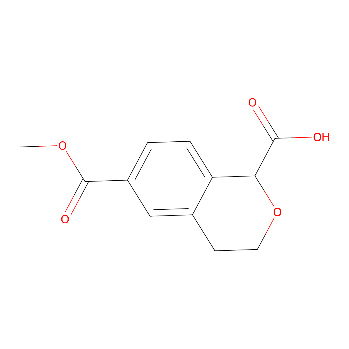 6-(methoxycarbonyl)-3,4-dihydro-1H-2-benzopyran-1-carboxylic acid molecular structure, CAS 2694745-02-1