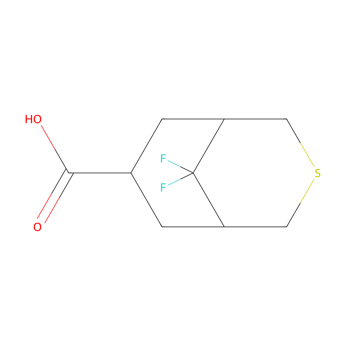 9,9-Difluoro-3-thiabicyclo[3.3.1]nonane-7-carboxylic acid molecular structure, CAS 2694745-07-6