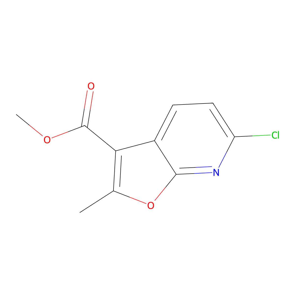 Methyl 6-chloro-2-methylfuro[2,3-b]pyridine-3-carboxylate molecular structure, CAS 2694745-09-8