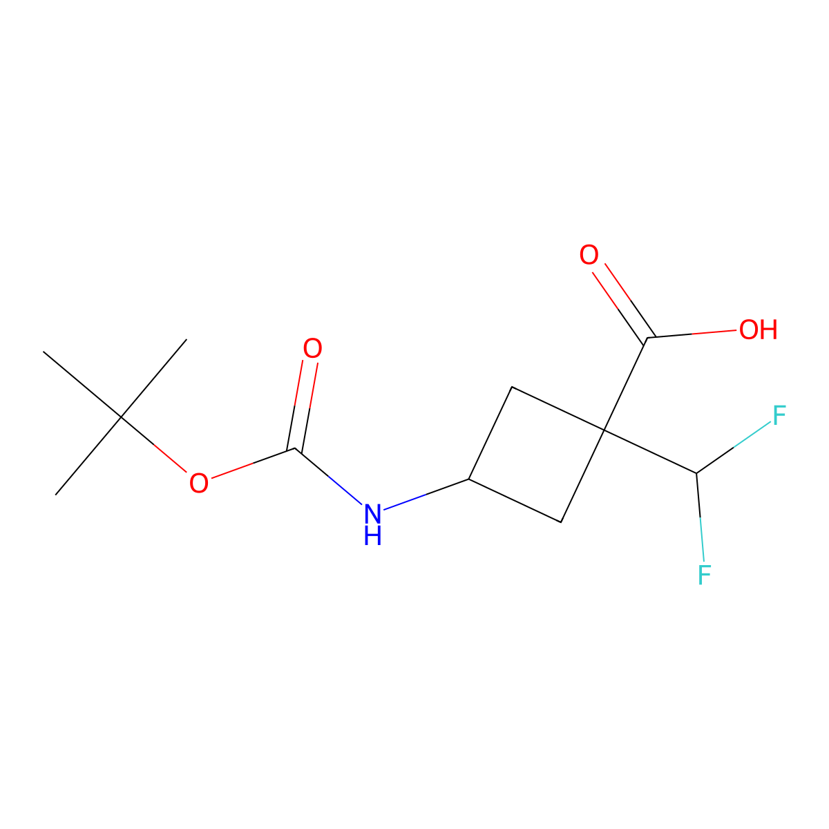 Rac-(1s,3s)-3-{[(tert-butoxy)carbonyl]amino}-1-(difluoromethyl)cyclobutane-1-carboxylic acid molecular structure, CAS 2694745-16-7