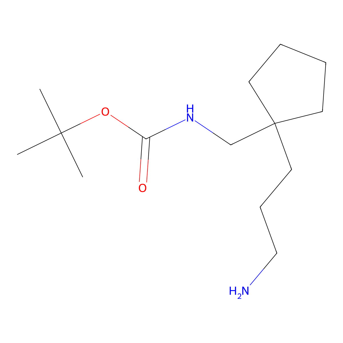 tert-butyl N-{[1-(3-aminopropyl)cyclopentyl]methyl}carbamate molecular structure, CAS 2694745-31-6