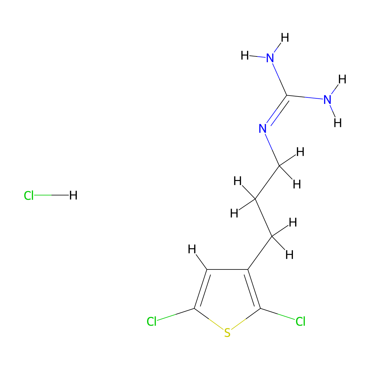 N''-[3-(2,5-dichlorothiophen-3-yl)propyl]guanidine hydrochloride molecular structure, CAS 2694745-52-1