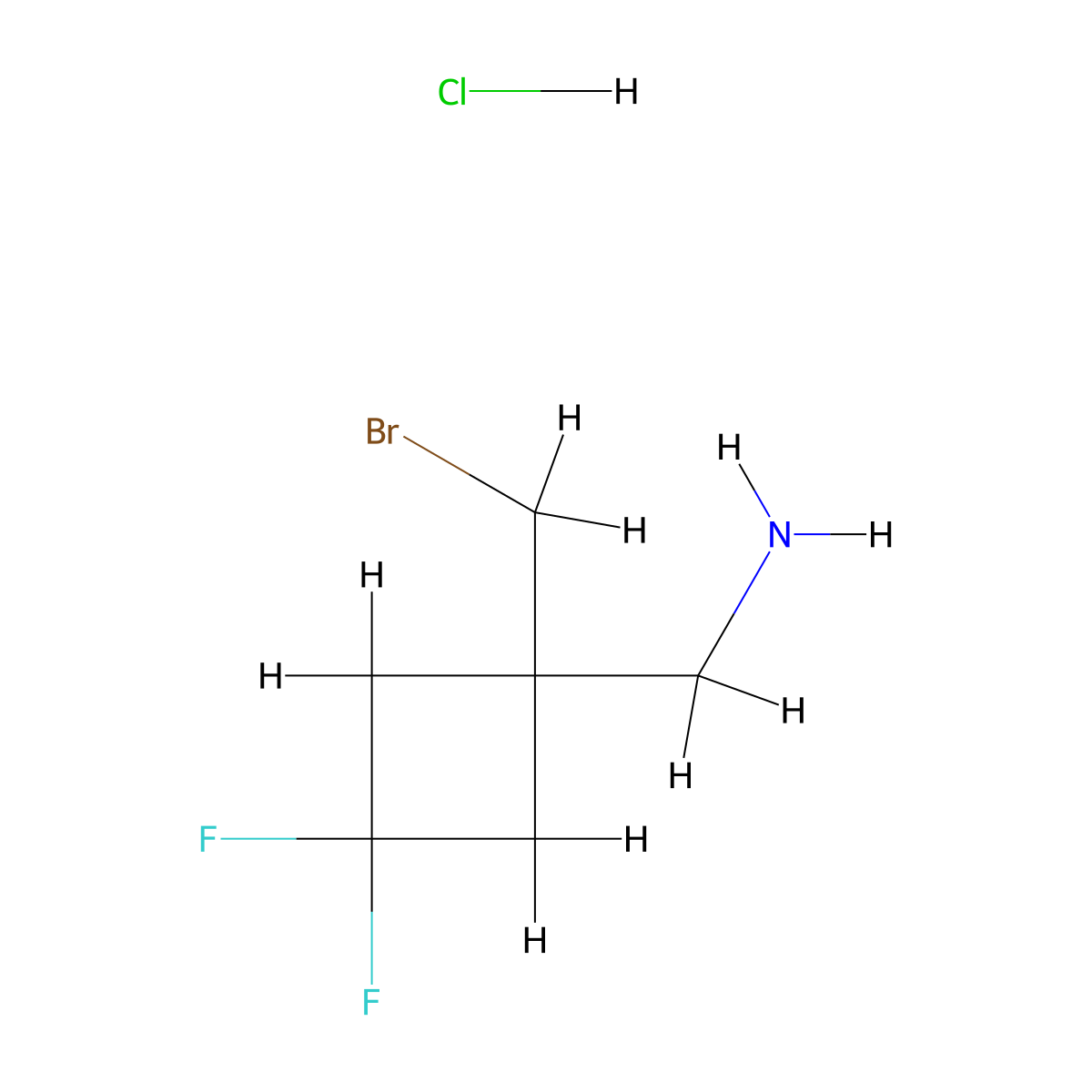 1-[1-(Bromomethyl)-3,3-difluorocyclobutyl]methanamine hydrochloride molecular structure, CAS 2694745-54-3