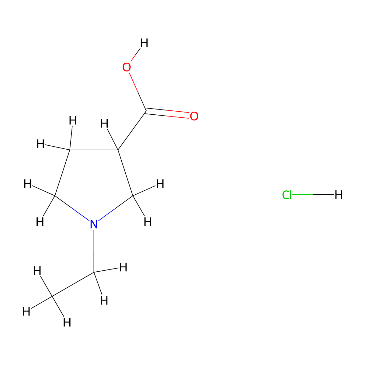 1-Ethylpyrrolidine-3-carboxylic acid hydrochloride molecular structure, CAS 2694745-55-4