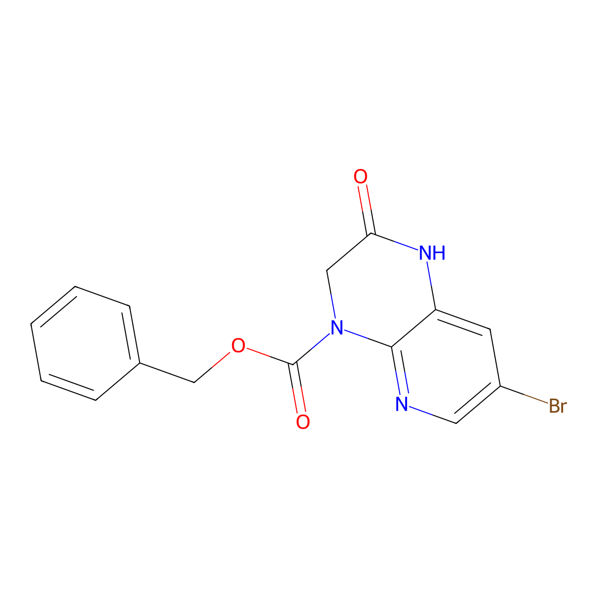 benzyl 7-bromo-2-oxo-1H,2H,3H,4H-pyrido[2,3-b]pyrazine-4-carboxylate molecular structure, CAS 2694745-58-7