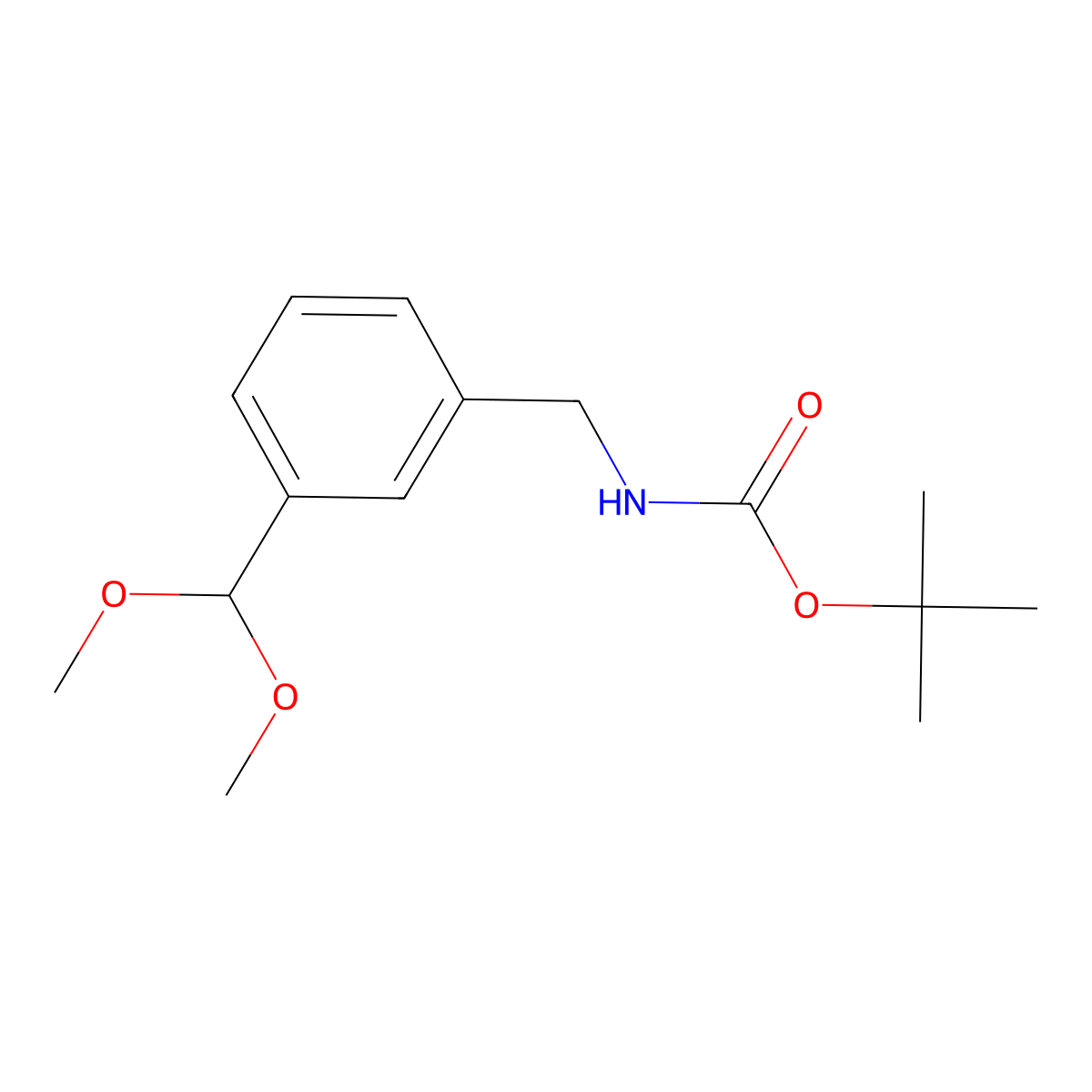 tert-butyl N-{[3-(dimethoxymethyl)phenyl]methyl}carbamate molecular structure, CAS 2694745-80-5