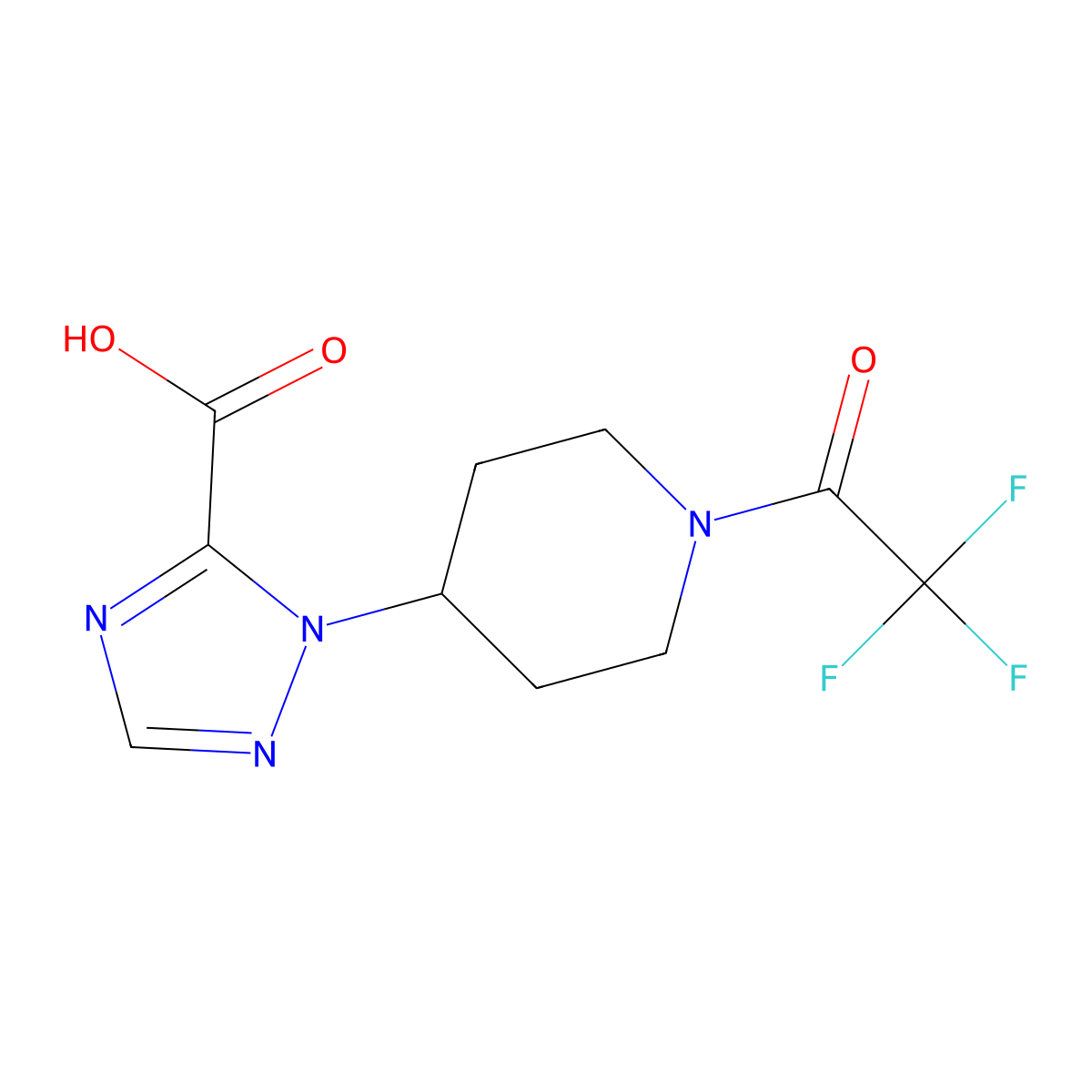 1-[1-(2,2,2-trifluoroacetyl)piperidin-4-yl]-1H-1,2,4-triazole-5-carboxylic acid molecular structure, CAS 2694745-89-4