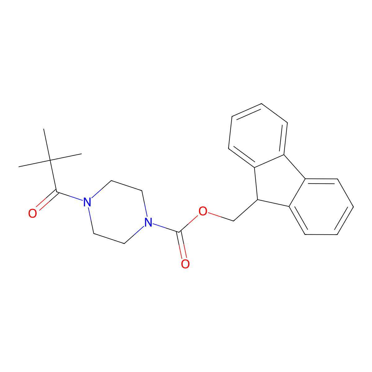 (9H-fluoren-9-yl)methyl 4-(2,2-dimethylpropanoyl)piperazine-1-carboxylate molecular structure, CAS 2694746-03-5