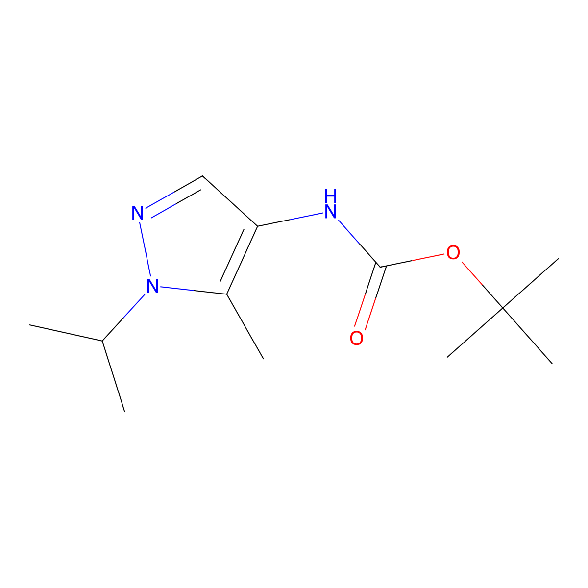 tert-butyl N-[5-methyl-1-(propan-2-yl)-1H-pyrazol-4-yl]carbamate molecular structure, CAS 2694746-17-1