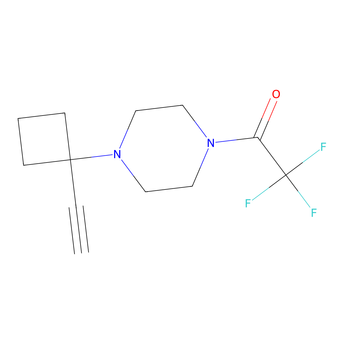 1-[4-(1-Ethynylcyclobutyl)piperazin-1-yl]-2,2,2-trifluoroethan-1-one molecular structure, CAS 2694746-42-2